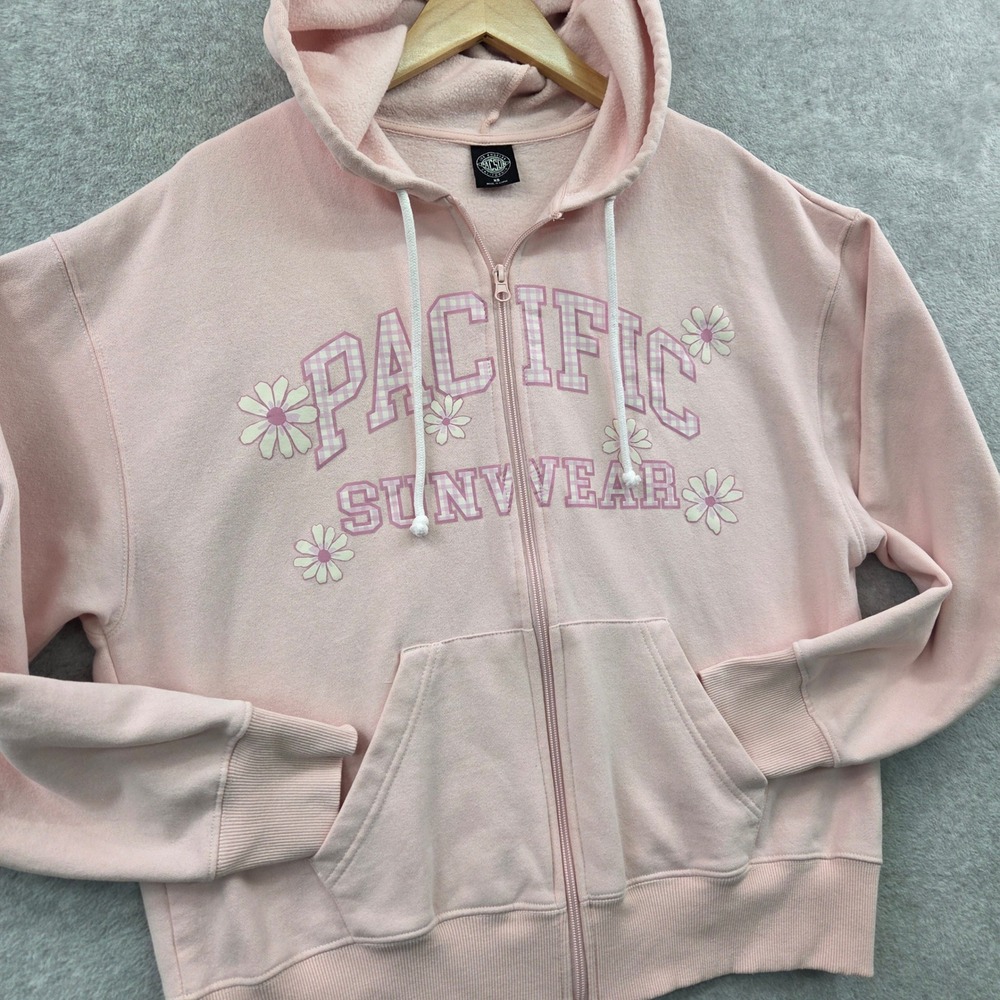 PACSUN Pacific Sunwear Coquette Gingham Cottagecore Comfy Hoodie Womens XS Pink